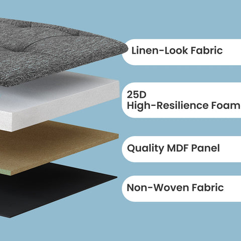 Rootz Foldable Seat Chest - Storage Box - Seat with Storage - 80L Capacity - 76x38x38cm - Max 300kg - Linen Like Cover - Ideal for Home Use