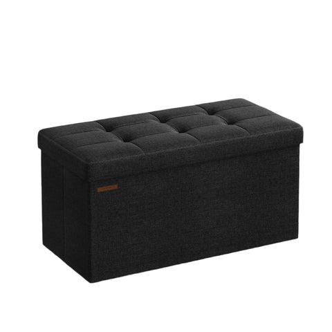 Rootz Seat with Storage - Seat Chest - Ink Black Bench - Highly Elastic Foam - 38 x 76 x 38 cm MDF