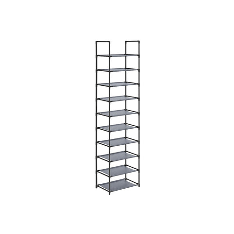 Rootz Gray Shoe Rack Organizer - Storage Rack - Shoe Stand - Non-Woven Fabric Shelves - Metal Tubes - Plastic Connectors - Space Saving - Easy Assembly - Lightweight - 28cm x 45cm x 173cm