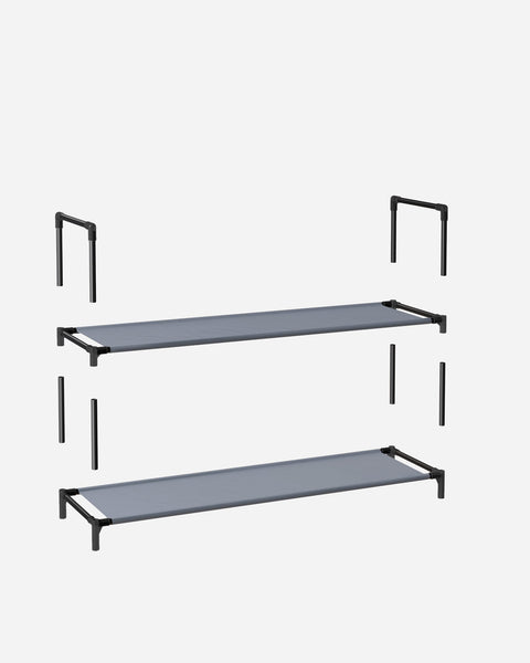 Rootz Gray Shoe Rack Organizer - Storage Rack - Shoe Stand - Non-Woven Fabric Shelves - Metal Tubes - Plastic Connectors - Space Saving - Easy Assembly - Lightweight - 28cm x 45cm x 173cm