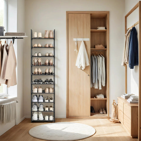 Rootz 10 Level Shoe Rack - Shoe Storage - Shoe Shelf – Space-Saving Design – 45x28x173cm