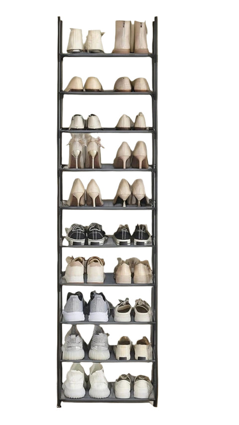 Rootz 10-Level Shoe Rack - Shoe Organizer - Footwear Shelf - Space Saving - 28cm x 45cm x 173cm