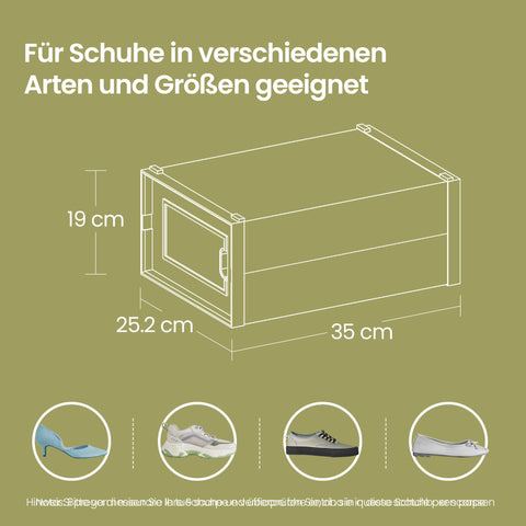 Rootz 8 Piece Shoe Storage Boxes - Stackable Organizers - Transparent & White - Dust-Free Shoe Storage - 35 x 25 x 18.5 cm