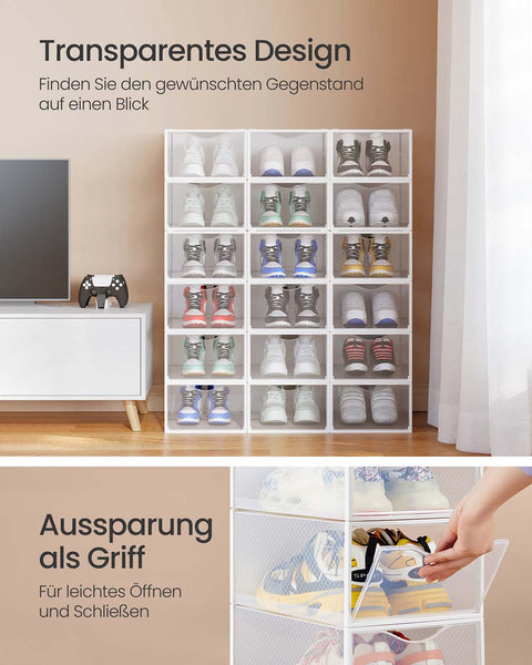 Rootz 18 Piece Shoe Box Set - Storage Containers - Transparent Organizers - Compact Design - 33.2cm x 23cm x 14.5cm