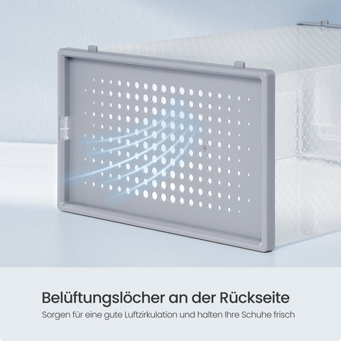 Rootz 18 Set Shoe Boxes - Plastic Shoe Organizer - Clear Storage - Space-Saving - 33.5cm x 23.2cm x 14.3cm per box