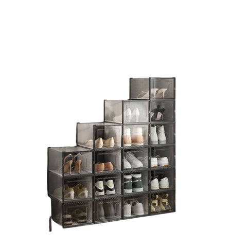 Rootz 18 Set Plastic Shoe Boxes - Shoe Organizer - Stackable Shoe Containers - Protects from Dust - 35cm x 25cm x 18.5cm