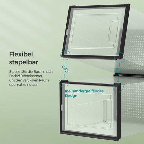 Rootz 18 Set Plastic Shoe Boxes - Shoe Organizer - Stackable Shoe Containers - Protects from Dust - 35cm x 25cm x 18.5cm