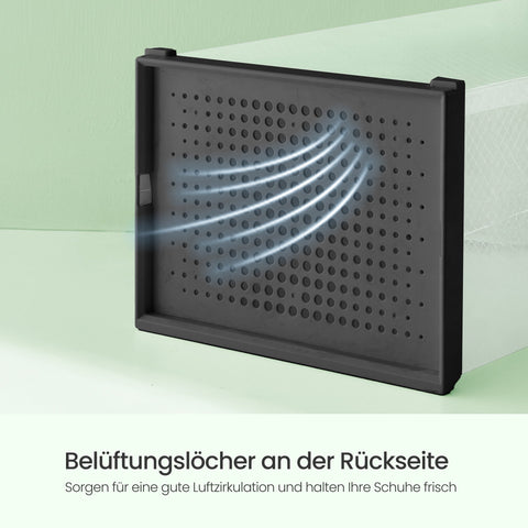 Rootz 18 Set Plastic Shoe Boxes - Shoe Organizer - Stackable Shoe Containers - Protects from Dust - 35cm x 25cm x 18.5cm