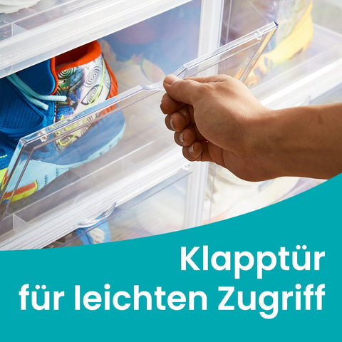 Rootz Stackable Shoe Boxes - Footwear Storage Containers - Transparent Shoe Organizers - Space Saving - 36 x 28 x 22 cm per Box