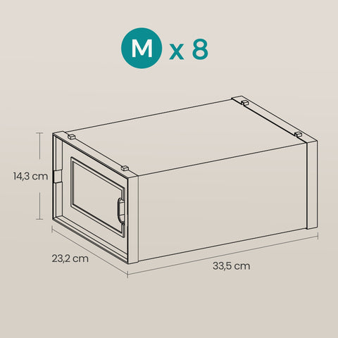 Rootz 8 Series Shoe Box Set - Plastic Shoe Organizer - Shoe Storage - Chaos Free - 33.3 x 23 x 14 cm