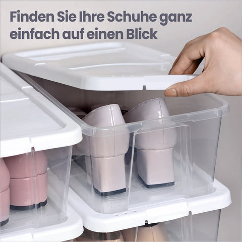 Rootz 12er Set Shoe Organizer Storage Boxes - Versatile - Practical Helper - Stackable with Lid - 35cm x 20cm x 12.5cm