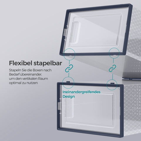 Rootz 18 Set Shoe Boxes - Plastic Shoe Organizer - Storage Containers - Space-Saving - 33.5cm x 23.2cm x 14.3cm