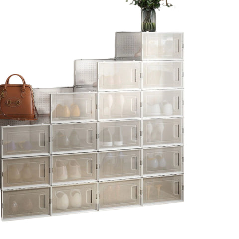 Rootz 18 Set Plastic Shoe Boxes - Shoe Organizer - Stackable Storage - Dust-Free - 33.3cm x 23cm x 14cm