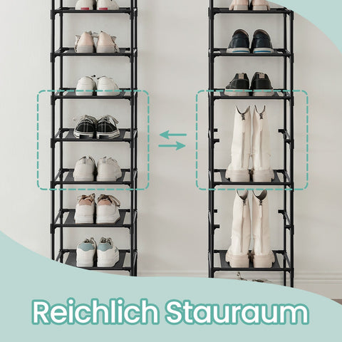 Rootz 10 Level Shoe Rack - Shoe Storage - Footwear Organizer - Metal Tubes - Space-Saving - 33 x 33 x 173cm