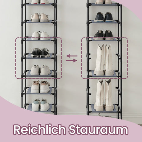 Rootz 10 Level Shoe Rack - Shoe Storage - Footwear Organizer - Space-Saving - 33cm x 33cm x 173cm