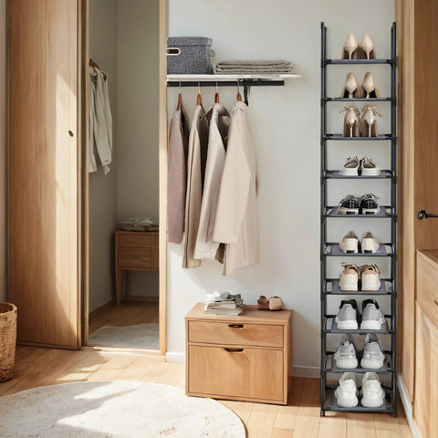 Rootz 10 Level Shoe Rack - Shoe Storage - Footwear Organizer - Space-Saving - 33cm x 33cm x 173cm