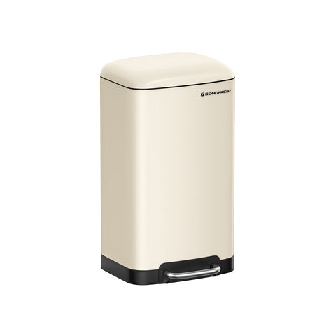 Rootz 30 Liter Trash Can with Pedal - Soft Close - Waste Bin - Recycling Bin - Hygienic - Compact Design - Steel Construction - 34cm x 25cm x 61.5cm