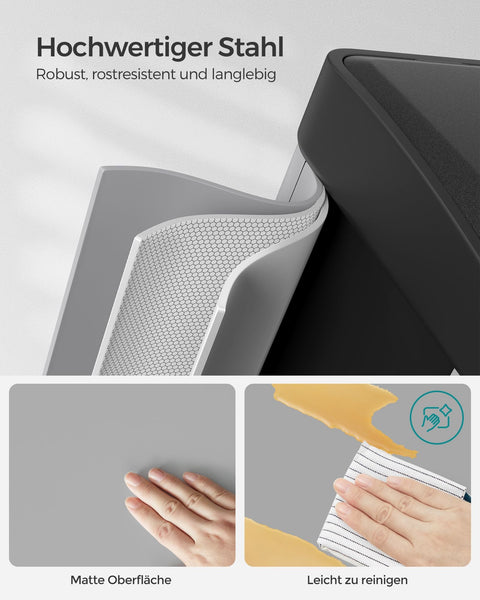 Rootz Triple Compartment Recycling Trash Can - Dove Gray-Black - Steel Construction - Inner Bucket Made of PP Plastic - 47cm x 28.3cm x 39.5cm