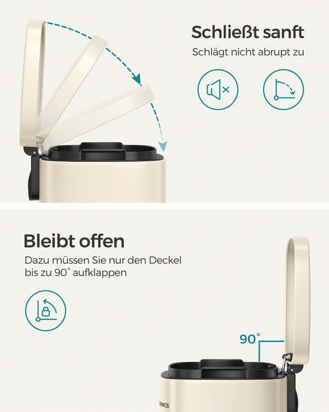 Rootz Trash Can - Garbage Bin - Waste Basket - Soft-Close Lid - Inner Bin - 40cm x 30cm x 50cm