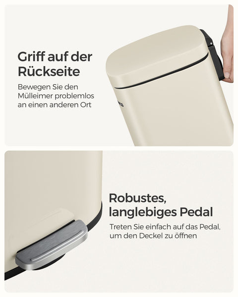 Rootz Trash Can - Garbage Bin - Soft-Close Lid - Inner Bucket - 40cm x 30cm x 50cm