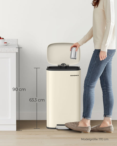 Rootz Trash Can - Garbage Bin - Soft-Close Lid - Inner Bucket - 40cm x 30cm x 50cm