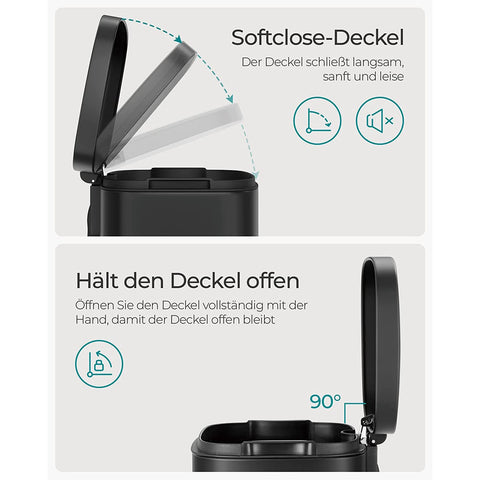 Rootz 30L Pedal Trash Can - Garbage Bin - Waste Bin - Airtight Seal - Hygienic - Puppy-Proof - Child-Proof - Steel & Plastic - 35cm x 23.8cm x 63cm