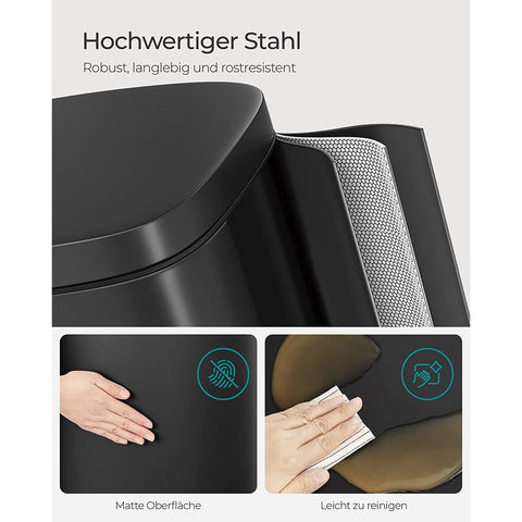 Rootz 30L Pedal Trash Can - Garbage Bin - Waste Bin - Airtight Seal - Hygienic - Puppy-Proof - Child-Proof - Steel & Plastic - 35cm x 23.8cm x 63cm