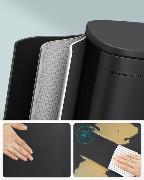 Rootz Steel and Plastic Trash Can - Black Garbage Bin - Foot Pedal Waste Bin - 50L Capacity - 42.5cm x 31.8cm x 65.7cm