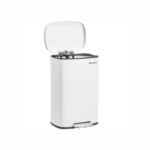 Rootz 50L Pedal Bin - Trash Can - Waste Bin - Steel Construction - Slow Close Lid - Removable Inner Bucket - 42.4cm x 32cm x 65cm