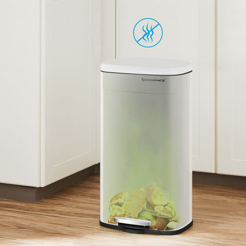 Rootz 50L Pedal Bin - Trash Can - Waste Bin - Steel Construction - Slow Close Lid - Removable Inner Bucket - 42.4cm x 32cm x 65cm