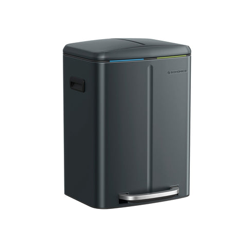 Rootz Grijze Stalen Taartbak - Prullenbak - Afvalbak - Voetpedaal - PP Kunststof Binnenemmer - 44,4 cm x 40,8 cm x 60,2 cm - 19 cm x 28,5 cm x 50 cm - 92 cm - 7,1 kg - Inclusief 15 Gaaszakken