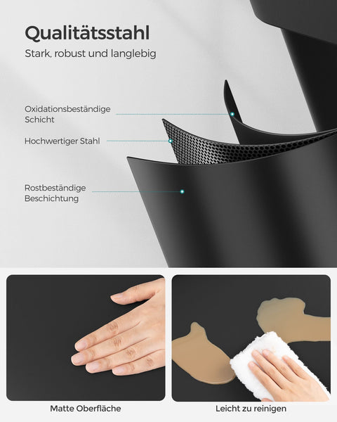 Rootz Stainless Steel Trash Can - Garbage Bin - Recycling Bin - Hands-Free Operation - 60.5cm x 31.5cm x 48.5cm