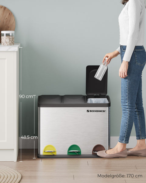 Rootz Garbage Collector - Trash Bin - Waste Disposal - Eco-Friendly - Stainless Steel - 60cm x 48cm x 33cm