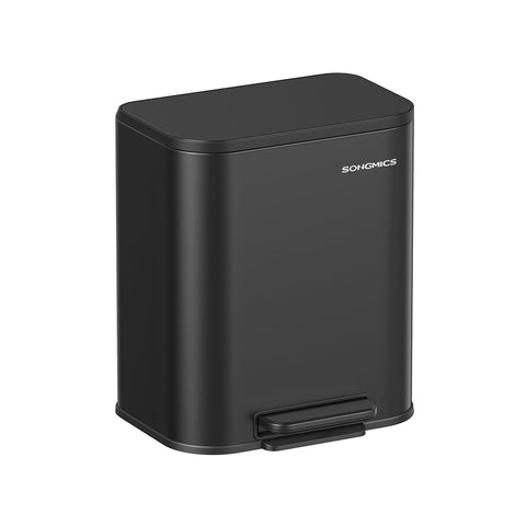 Rootz Steel Trash Can with Lid - Waste Bin - Garbage Can - 20 Liters Capacity - 36.6cm x 30cm x 42.5cm - Ink Black - 3.8kg