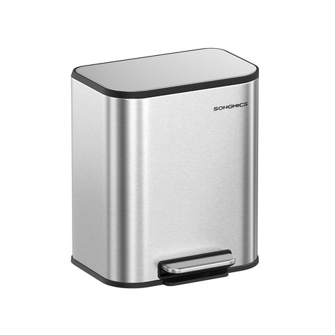 Rootz Metal Trash Can with Lid - Waste Bin - Garbage Can - Steel & PP Plastic - 36.6cm x 30cm x 42.5cm - 20L Capacity - 3.8kg