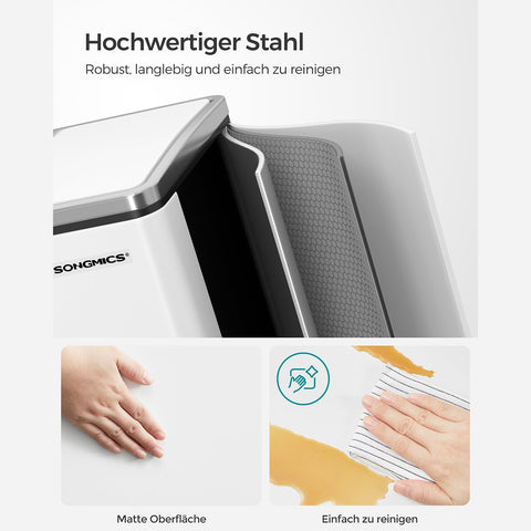 Rootz Pedal Bin Recycling Trash Can - Waste Separator - Step Garbage Bin - White - 61.5cm x 31.5cm x 56cm