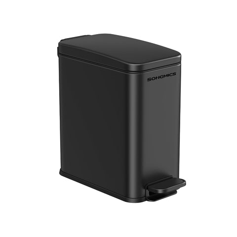 Rootz Steel Cosmetic Bin - Black Color - Pedal Bin - 5 Liter Capacity - 29.9cm x 14.4cm x 29cm - Elegant Design - Eco-Friendly