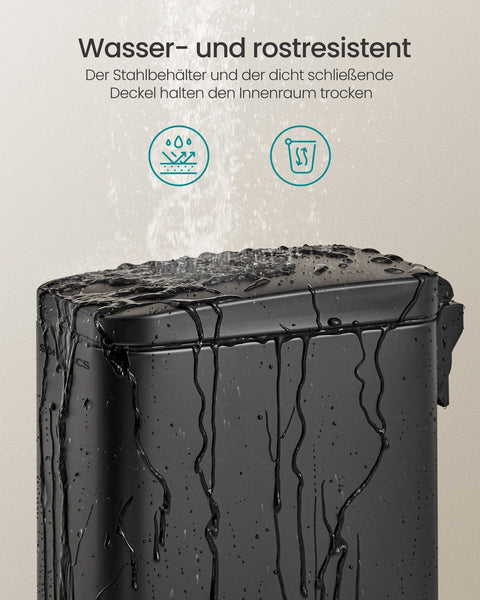 Rootz Steel Cosmetic Bin - Black Color - Pedal Bin - 5 Liter Capacity - 29.9cm x 14.4cm x 29cm - Elegant Design - Eco-Friendly