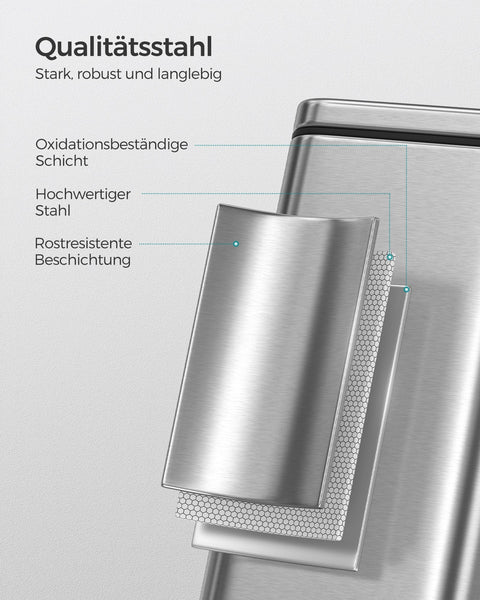 Rootz Silver Cosmetic Bin - Makeup Organizer - Storage Container - Steel Outer - PP Plastic Inner - ABS Plastic Base - 29.9cm x 14.4cm x 29cm - 5 Liter Capacity - Lightweight 1kg - Compact Design