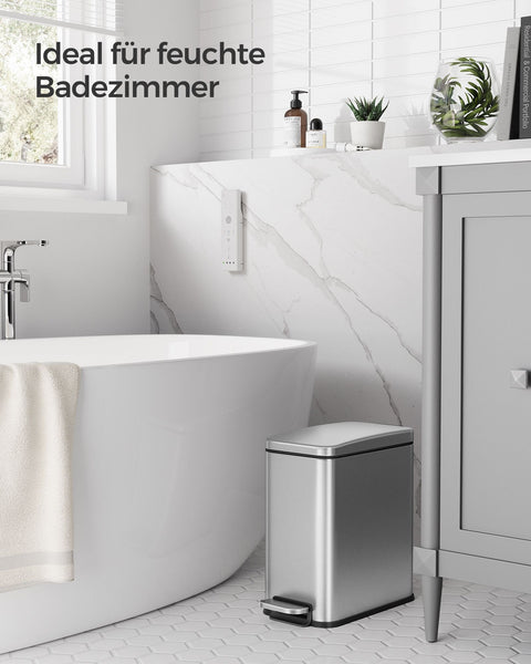 Rootz Silver Cosmetic Bin - Makeup Organizer - Beauty Storage - Steel Outer Container - PP Plastic Inner Bucket - ABS Plastic Base - 38.4cm x 17cm x 35cm - 10L Capacity - 1.9kg - 29.2cm x 16cm x 30.4cm Inner Bucket Size