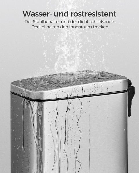 Rootz Silver Cosmetic Bin - Makeup Organizer - Beauty Storage - Steel Outer Container - PP Plastic Inner Bucket - ABS Plastic Base - 38.4cm x 17cm x 35cm - 10L Capacity - 1.9kg - 29.2cm x 16cm x 30.4cm Inner Bucket Size