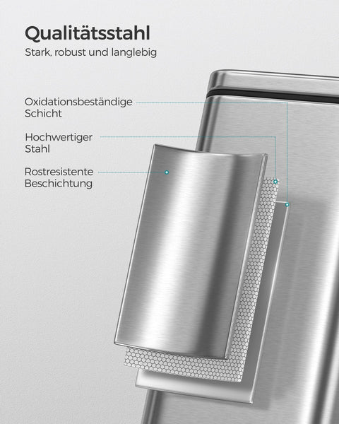 Rootz Silver Cosmetic Bin - Makeup Organizer - Beauty Storage - Steel Outer Container - PP Plastic Inner Bucket - ABS Plastic Base - 38.4cm x 17cm x 35cm - 10L Capacity - 1.9kg - 29.2cm x 16cm x 30.4cm Inner Bucket Size