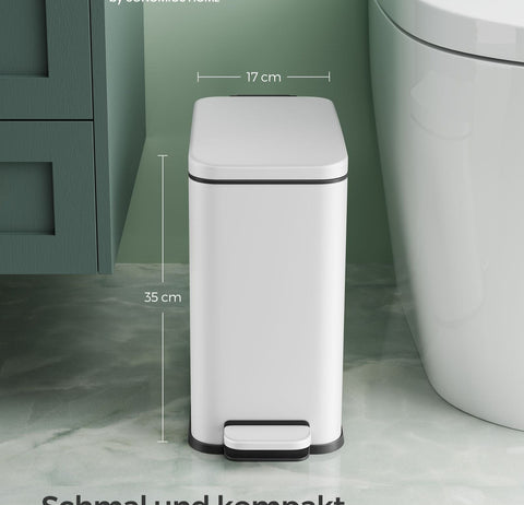 Rootz 10L Cosmetic Bin - Waste Bin - Trash Can - Steel Body - PP Plastic Liner - 38.4cm x 17cm x 35cm - Ideal for Bathrooms and Kitchens
