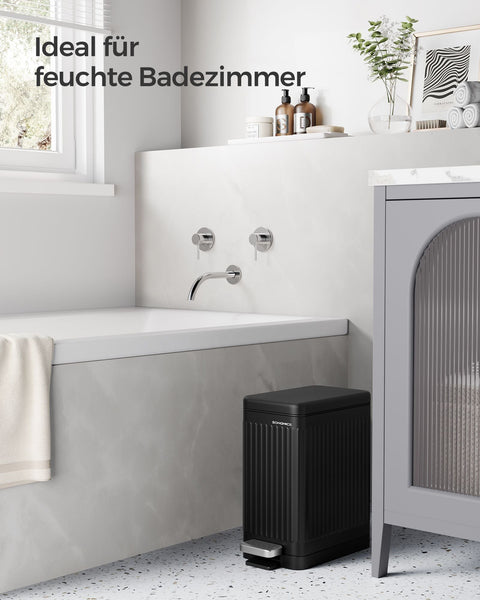 Rootz Steel Cosmetic Bin - Makeup Holder - PP Plastic Bucket - 10 Liter Capacity - 33.5cm x 16.8cm x 34.5cm - Ink Black