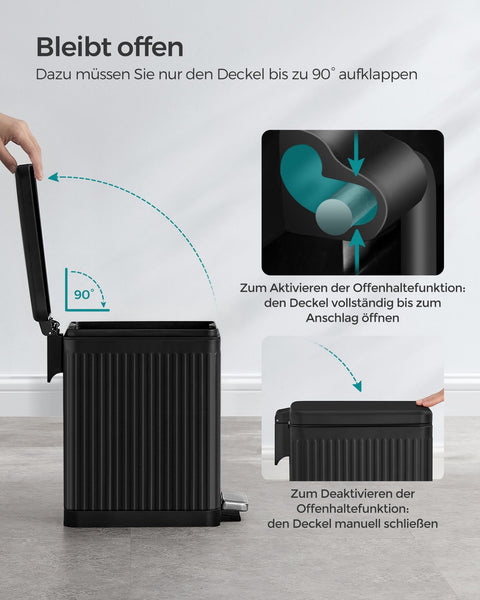 Rootz Steel Cosmetic Bin - Makeup Holder - PP Plastic Bucket - 10 Liter Capacity - 33.5cm x 16.8cm x 34.5cm - Ink Black