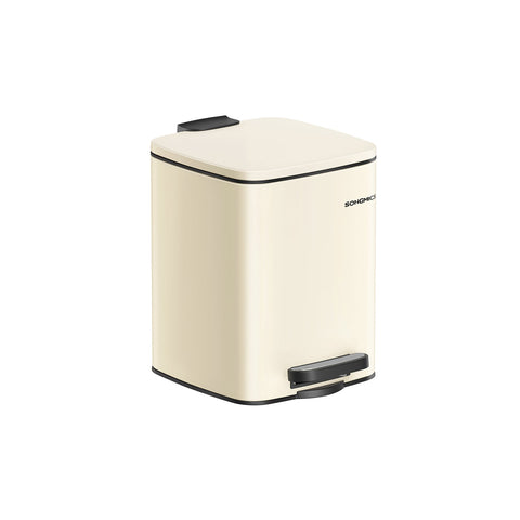 Rootz Sand Beige Cosmetic Bin - Steel Container - PP Plastic Bucket - ABS Base - 23.9cm x 19.3cm x 25.5cm - 6L Capacity