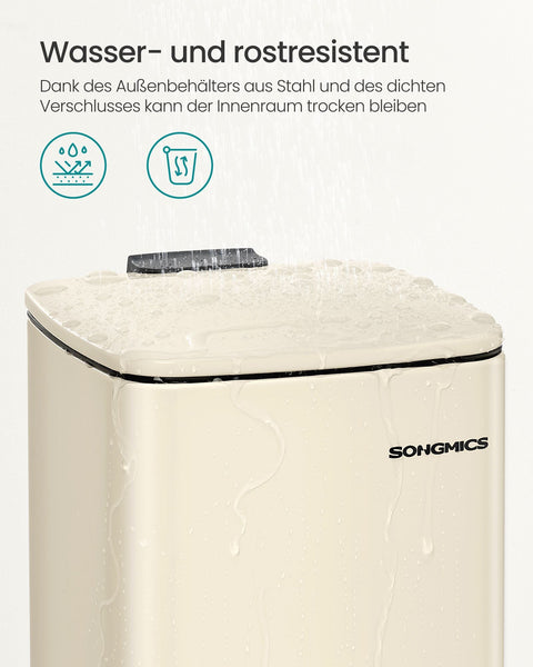 Rootz Sand Beige Cosmetic Bin - Steel Container - PP Plastic Bucket - ABS Base - 23.9cm x 19.3cm x 25.5cm - 6L Capacity