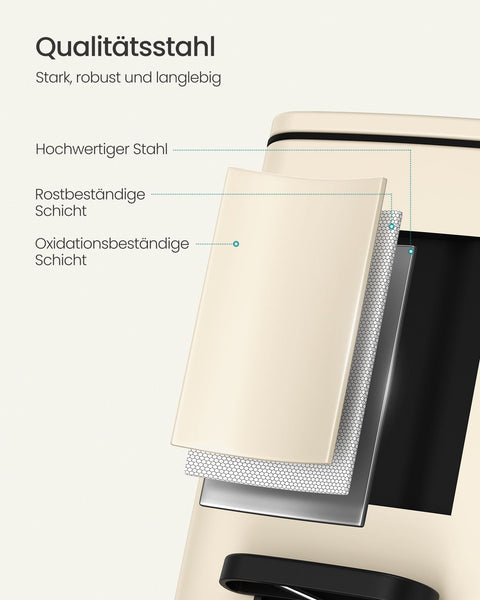 Rootz Sand Beige Cosmetic Bin - Steel Container - PP Plastic Bucket - ABS Base - 23.9cm x 19.3cm x 25.5cm - 6L Capacity