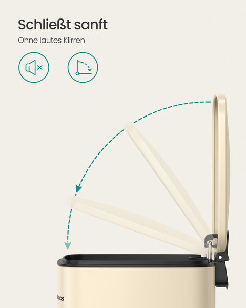 Rootz Sand Beige Cosmetic Bin - Steel Container - PP Plastic Bucket - ABS Base - 23.9cm x 19.3cm x 25.5cm - 6L Capacity