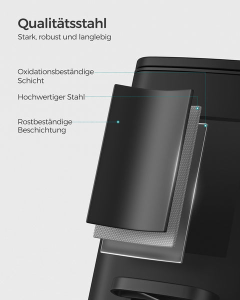 Rootz 6 Liter Black Cosmetic Bin - Makeup Organizer - Waste Basket - Steel Outer Container - PP Plastic Inner Bucket - ABS Plastic Base - 23.9cm x 19.3cm x 25.5cm - 44.5cm Total Height - 19.3cm x 19.1cm x 21.3cm Inner Bucket Size - Lightweight 0.8kg